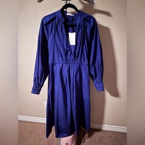 CO Ladder Trim Dress Long Sleeve Blue Size S